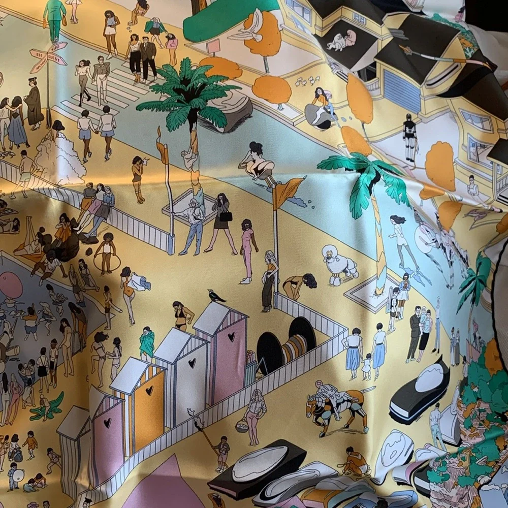 🏝️⛱️ New Authentic Hermes Silk Scarf on The Beach scarf 90 with Box